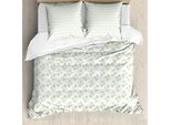 Abakuhaus Set Copripiumino Botanico Per Letti Singoli, Foglie Esotiche Color Pastello, Antiacaro, Adatto A Chi Soffre Di Allergie, Con Federa, 200 Cm X 200 Cm - 80 X 80 Cm, Verde Verde