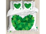 Abakuhaus Set Copripiumino A Trifoglio Per Letti Singoli, Trifoglio-Cuore Natura Amore, Antiacaro, Adatto A Chi Soffre Di Allergie, Con Federa, 200 Cm X 200 Cm - 80 X 80 Cm, Fern Green Lime Green