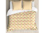 Abakuhaus Set Copripiumino Per Letti Singoli, Motivo Colorato Con Agrumi, Antiacaro, Adatto A Chi Soffre Di Allergie, Con Federa, 155 Cm X 220 Cm - 80 X 80 Cm, Color Crema E Multicolore