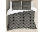 Set Copripiumino Orientale Abakuhaus Per Letti Singoli, Far Eastern Lattice, Antiacaro, Adatto A Chi Soffre Di Allergie, Con Federa, 200 Cm X 200 Cm - 80 X 80 Cm, Marrone Scuro E Guscio D'uovo