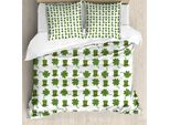 Abakuhaus Set Copripiumino A Quadrifoglio Per Letti Singoli, Kobold-Hut E Shamrock, Antiacaro, Adatto A Chi Soffre Di Allergie, Con Federa, 200 Cm X 200 Cm - 80 X 80 Cm, Verde Oliva Arancione Pallido