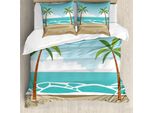 Abakuhaus Set Copripiumino Con Motivo Grafico Per Letti Singoli, Mare E Palme, Antiacaro, Adatto A Chi Soffre Di Allergie, Con Federa, 200 Cm X 200 Cm - 80 X 80 Cm, Multicolore