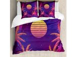 Abakuhaus Set Copripiumino Tropicale Per Letti Singoli, Palms Sun And Stars, Antiacaro, Adatto A Chi Soffre Di Allergie, Con Federa, 155 Cm X 220 Cm - 80 X 80 Cm, Multicolore
