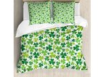 Abakuhaus Set Copripiumino A Trifoglio Per Letti Singoli, Motivo A Trifogli Irregolari, Antiacaro, Adatto A Chi Soffre Di Allergie, Con Federa, 200 Cm X 200 Cm - 80 X 80 Cm, Verde Verde Lime