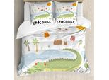 Abakuhaus Set Copripiumino Per Letto Singolo, Scena All'aperto Con Calligrafia, Antiacaro, Adatto A Chi Soffre Di Allergie, Con Federa, 200 Cm X 200 Cm - 80 X 80 Cm, Multicolore