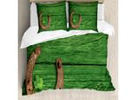 Abakuhaus Set Copripiumino A Quadrifoglio Per Letti Singoli, Rusty Hufeisen Shamrock, Antiacaro, Adatto A Chi Soffre Di Allergie, Con Federa, 155 Cm X 220 Cm - 80 X 80 Cm, Verde Pale Redwood