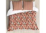 Abakuhaus Set Copripiumino Vintage Rose Per Letti Singoli, Disegno Inciso, Antiacaro, Adatto A Chi Soffre Di Allergie, Con Federa, 200 Cm X 200 Cm - 80 X 80 Cm, Coral Brown