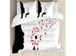 Abakuhaus Set Copripiumino Astratto Per Letto Singolo, Fiore Di Dente Di Leone, Antiacaro, Adatto A Chi Soffre Di Allergie, Con Federa, 200 Cm X 200 Cm - 80 X 80 Cm, Vermiglio Coke Grigio
