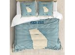 Abakuhaus Georgia Set Copripiumino Per Letti Singoli, Motivo Cartografico Tipografico, Antiacaro, Adatto A Chi Soffre Di Allergie, Con Federa, 200 Cm X 200 Cm - 80 X 80 Cm, Grigio, Giallo, Azzurro