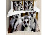 Abakuhaus Set Copripiumino Lemur Per Letti Singoli, Animali Affe Legati Con Anelli, Antiacaro, Adatto A Chi Soffre Di Allergie, Con Federa, 200 Cm X 200 Cm - 80 X 80 Cm, Fawn Pale Mauve Taupe
