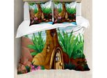 Set Copripiumino Abakuhaus Per Letti Singoli, Foresta Incantata Segreta, Antiacaro, Adatto A Chi Soffre Di Allergie, Con Federa, 155 Cm X 220 Cm - 80 X 80 Cm, Multicolore