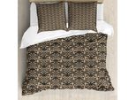Abakuhaus Set Copripiumino Antico Orientale Per Letti Singoli, Arte Orientale Sinuosa, Antiacaro, Adatto A Chi Soffre Di Allergie, Con Federa, 200 Cm X 200 Cm - 80 X 80 Cm, Color Cuoio E Seppia Scuro