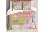 Abakuhaus Set Copripiumino In Colore Naturale Per Letti Singoli, Foglie Autunnali Pastello, Antiacaro, Adatto A Chi Soffre Di Allergie, Con Federa, 200 Cm X 200 Cm - 80 X 80 Cm, Blush Multicolor