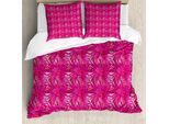 Abakuhaus Set Copripiumino Per Letti Singoli, Tropical Magenta Monstera, Antiacaro, Adatto A Chi Soffre Di Allergie, Con Federa, 155 Cm X 220 Cm - 80 X 80 Cm, Rosa Lampone-Rosa Baby