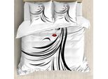 Abakuhaus Set Copripiumino Astratto Per Letto Singolo, Capelli Lunghi E Lisci, Antiacaro, Adatto A Chi Soffre Di Allergie, Con Federa, 200 Cm X 200 Cm - 80 X 80 Cm, Peperoncino Grigio Carbone