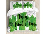 Abakuhaus Set Copripiumino A Trifoglio Per Letti Singoli, Cursive St Patrick Tag, Antiacaro, Adatto A Chi Soffre Di Allergie, Con Federa, 200 Cm X 200 Cm - 80 X 80 Cm, Fern Green Koksgraue