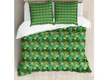 Abakuhaus Set Copripiumino Esotico Per Letti Singoli, Arte Astratta Con Foglie Tropicali, Antiacaro, Adatto A Chi Soffre Di Allergie, Con Federa, 155 Cm X 220 Cm - 80 X 80 Cm, Multicolore
