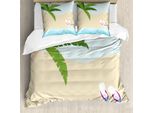 Abakuhaus Set Copripiumino Con Motivo Grafico Per Letti Singoli, Infradito Sulla Costa, Antiacaro, Adatto A Chi Soffre Di Allergie, Con Federa, 200 Cm X 200 Cm - 80 X 80 Cm, Multicolore