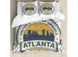 Abakuhaus Georgia Set Copripiumino Per Letti Singoli, Usa Atlanta Emblem Design, Antiacaro, Adatto A Chi Soffre Di Allergie, Con Federa, 200 Cm X 200 Cm - 80 X 80 Cm, Blu Ardesia Eggshell