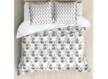 Abakuhaus Set Copripiumino Per Letto Singolo, Divertente Disegno Di Scimmia, Antiacaro, Adatto A Chi Soffre Di Allergie, Con Federa, 200 Cm X 200 Cm - 80 X 80 Cm, Caldo Taupe Blush Bianco