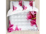 Abakuhaus Set Copripiumino Per Letti Singoli, Motivo Orchidea Rilassante, Antiacaro, Adatto A Chi Soffre Di Allergie, Con Federa, 200 Cm X 200 Cm - 80 X 80 Cm, Bianco Rosa