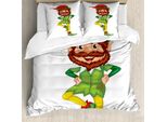 Abakuhaus Set Copripiumino Per Letto Singolo Elf, Omino In Piedi, Antiacaro, Adatto A Chi Soffre Di Allergie, Con Federa, 155 Cm X 220 Cm - 80 X 80 Cm, Verde Lime Multicolore