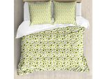 Abakuhaus Set Copripiumino Per Letto Singolo Con Motivo Floreale E Insetti, Antiacaro E Anallergico, Con Federa, 200 Cm X 200 Cm - 80 X 80 Cm, Verde Mela-Giallo