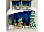 Abakuhaus Set Copripiumino Per Letto Singolo Elf, Schneien Wald E Kinder, Antiacaro, Adatto A Chi Soffre Di Allergie, Con Federa, 155 Cm X 220 Cm - 80 X 80 Cm, Multicolore
