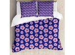 Abakuhaus Set Copripiumino Per Letto Singolo, Fiori Luminosi Ritmici, Antiacaro, Adatto A Chi Soffre Di Allergie, Con Federa, 200 Cm X 200 Cm - 80 X 80 Cm, Blu Scuro Lilla Rubino
