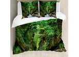 Abakuhaus Georgia Set Copripiumino Per Letti Singoli, Paesaggio Gachedili Canyon, Antiacaro, Adatto A Chi Soffre Di Allergie, Con Federa, 155 Cm X 220 Cm - 80 X 80 Cm, Fern Green Lime Green