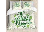 Abakuhaus Set Copripiumino A Quadrifoglio Per Letti Singoli, St Patrick Day Swirl Art, Antiacaro, Adatto A Chi Soffre Di Allergie, Con Federa, 155 Cm X 220 Cm - 80 X 80 Cm, Verde Verde Lime