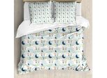 Abakuhaus Set Copripiumino Per Lettini Singoli, Unicorns-Moon-Stars Spots, Antiacaro, Adatto A Chi Soffre Di Allergie, Con Federa, 155 Cm X 220 Cm - 80 X 80 Cm, Multicolore