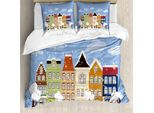 Abakuhaus Amsterdam Set Copripiumino Per Letti Singoli, Dutch Houses Invernale, Antiacaro, Adatto A Chi Soffre Di Allergie, Con Federa, 200 Cm X 200 Cm - 80 X 80 Cm, Multicolore