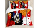 Abakuhaus Set Copripiumino Astratto Per Letto Singolo, Tema Musicale, Antiacaro, Adatto A Chi Soffre Di Allergie, Con Federa, 200 Cm X 200 Cm - 80 X 80 Cm, Vermiglio Multicolore