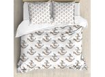 Abakuhaus Set Copripiumino Vintage Nautical Tattoo Per Letti Singoli, Ancora E Corda, Antiacaro, Adatto A Chi Soffre Di Allergie, Con Federa, 200 Cm X 200 Cm - 80 X 80 Cm, Cannella Chiaro Grigio Chiaro