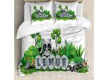 Abakuhaus Set Copripiumino Per Letto Singolo, Animali Della Foresta Del Madagascar, Antiacaro, Adatto A Chi Soffre Di Allergie, Con Federa, 200 Cm X 200 Cm - 80 X 80 Cm, Grigio Lime Verde