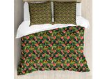 Abakuhaus Set Copripiumino Per Letto Singolo, Banana Leaves Strawberry, Antiacaro, Adatto A Chi Soffre Di Allergie, Con Federa, 155 Cm X 220 Cm - 80 X 80 Cm, Multicolore