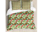 Abakuhaus Set Copripiumino Per Letto Singolo, Fiori Botanici Endemici, Antiacaro, Adatto A Chi Soffre Di Allergie, Con Federa, 200 Cm X 200 Cm - 80 X 80 Cm, Verde Vermiglio