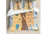 Abakuhaus Set Copripiumino Per Letti Singoli, Coppia Bears Baum, Antiacaro, Adatto A Chi Soffre Di Allergie, Con Federa, 200 Cm X 200 Cm - 80 X 80 Cm, Multicolore