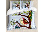 Abakuhaus Set Copripiumino Per Letto Singolo, Motivo Animali E Alberi, Antiacaro, Adatto A Chi Soffre Di Allergie, Con Federa, 200 Cm X 200 Cm - 80 X 80 Cm, Multicolore