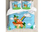 Abakuhaus Set Copripiumino Per Letto Singolo, St Patrick's Day Happy, Antiacaro, Adatto A Chi Soffre Di Allergie, Con Federa, 155 Cm X 220 Cm - 80 X 80 Cm, Pale Sky Blue Multicolor