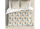 Abakuhaus Set Copripiumino Per Letto Singolo Con Motivo Coccodrillo, Disegnato A Mano, Antiacaro, Adatto A Chi Soffre Di Allergie, Con Federa, 200 Cm X 200 Cm - 80 X 80 Cm, Pale Eggshell Multicolor