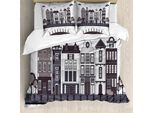 Abakuhaus Amsterdam Set Copripiumino Per Letti Singoli, Paesaggio Urbano, Antiacaro, Adatto A Chi Soffre Di Allergie, Con Federa, 155 Cm X 220 Cm - 80 X 80 Cm, Grigio Talpa Eggshell