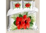 Abakuhaus Set Copripiumino Per Letto Singolo, Motivo Petal Arrangement, Antiacaro E Anallergico, Con Federa, 200 Cm X 200 Cm - 80 X 80 Cm, Verde Mela Vermiglio
