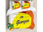 Abakuhaus Georgia Set Copripiumino Per Letti Singoli, Freccia Simbolica E Pesche, Antiacaro, Adatto A Chi Soffre Di Allergie, Con Federa, 155 Cm X 220 Cm - 80 X 80 Cm, Giallo Vermiglio