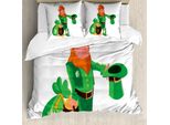 Abakuhaus Set Copripiumino Per Letto Singolo Elf, Felice Folletto Di San Patrizio, Antiacaro, Adatto A Chi Soffre Di Allergie, Con Federa, 200 Cm X 200 Cm - 80 X 80 Cm, Fern Green Multicolor