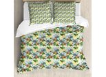 Abakuhaus Set Copripiumino Per Letto Singolo, Uccelli Composizione Foglie, Antiacaro, Adatto A Chi Soffre Di Allergie, Con Federa, 155 Cm X 220 Cm - 80 X 80 Cm, Multicolore
