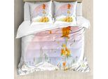 Abakuhaus Set Copripiumino Per Letto Singolo, Motivo Floreale Con Uccellini, Antiacaro, Adatto A Chi Soffre Di Allergie, Con Federa, 155 Cm X 220 Cm - 80 X 80 Cm, Arancione Bruciato Multicolore
