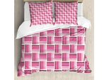 Abakuhaus Set Copripiumino Rosa Scuro Per Letti Singoli, Righe Corte Monocromatiche, Antiacaro, Adatto A Chi Soffre Di Allergie, Con Federa, 155 Cm X 220 Cm - 80 X 80 Cm, Rosa Pallido Magenta