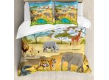 Abakuhaus Set Copripiumino Per Letti Singoli, Paesaggio Boschivo, Antiacaro, Adatto A Chi Soffre Di Allergie, Con Federa, 155 Cm X 220 Cm - 80 X 80 Cm, Blu Cielo Profondo Multicolore